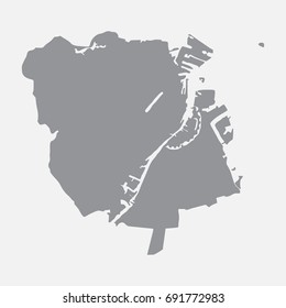 Copenhagen city map in gray on a white background