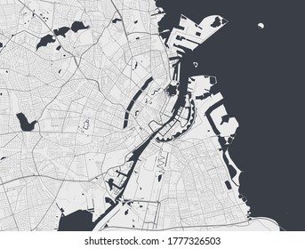 Copenhagen city map poster. Map of Copenhagen street map poster. Copenhagen map vector illustration.