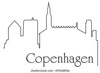 Copenhagen City One Line Drawing Background Stock Vector (Royalty Free