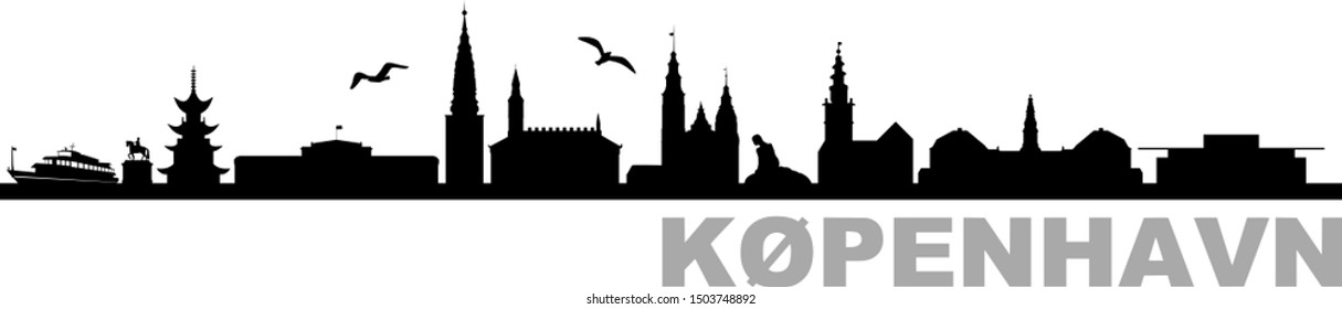 Copenhagen City Skyline Vector Silhouette