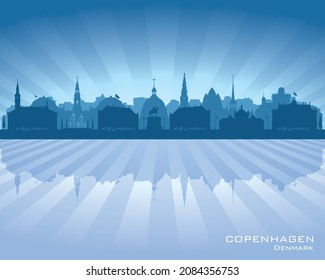 Copenhagen Denmark city skyline vector silhouette illustration