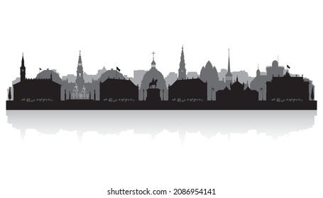 Copenhagen Denmark city skyline vector silhouette illustration