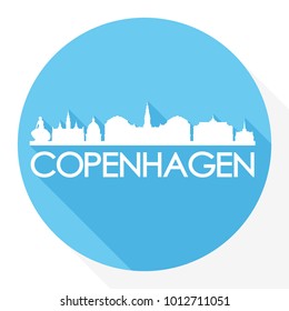 Copenhagen Denmark Europe Flat Icon Skyline Silhouette Design City Vector Art Famous Buildings.