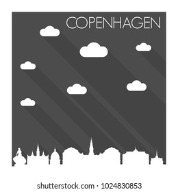 Copenhagen Denmark Skyline City Flat Silhouette Design Background