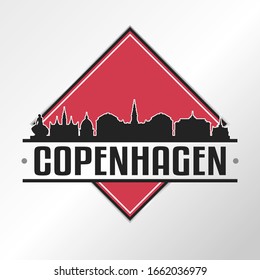 Copenhagen, Denmark Skyline Logo. Adventure Landscape Design Vector Illustration.