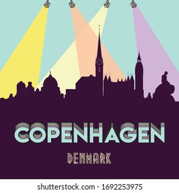Copenhagen Denmark skyline silhouette flat design vector illustration