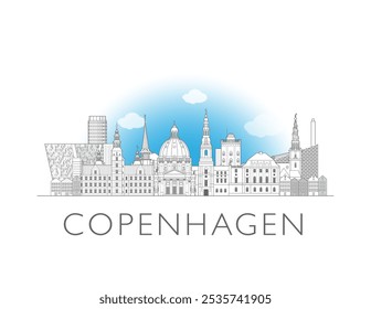 Vetor de paisagem urbana de Copenhague ilustração