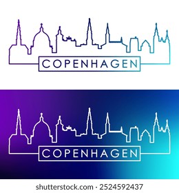 Copenhagen skyline. Colorful linear style. Single line. Editable vector file.