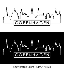 Copenhagen skyline. Linear style. Editable vector file.