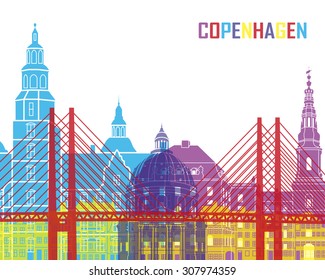 Copenhagen skyline pop in editable vector file