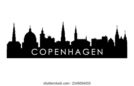 Copenhagen skyline silhouette. Black Copenhagen city design isolated on white background. 