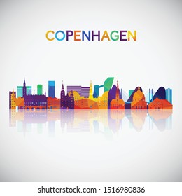 Copenhagen skyline silhouette in colorful geometric style. Symbol for your design. Vector illustration.