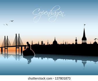 Copenhagen skyline - vector illustration