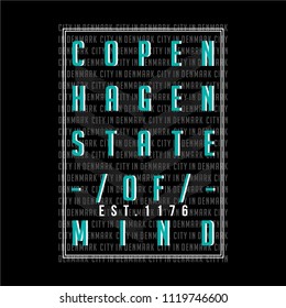 copenhagen typography t shirt design,vector illustration text art graphic 