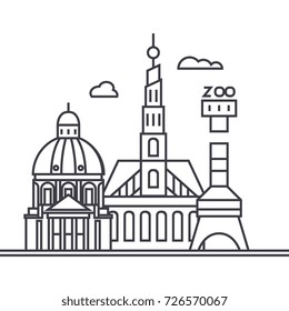 copenhagen,denmark vector line icon, sign, illustration on background, editable strokes