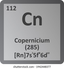 Copernicium Cn  Chemical Element vector illustration diagram, with atomic number, mass and electron configuration. Simple flat gradient design for education, lab, science class.
