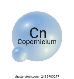Copernicium element symbol. Blue gradient sphere. Chemical icon vector. Periodic table detail.