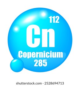 Copernicium icon. Cn chemical element. Atomic number 112. Mass 285.