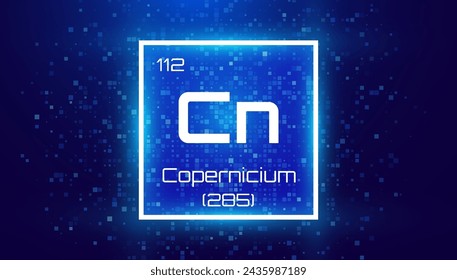 Copernicium. Periodic Table Element with Symbol Cn. Chemical Element Card with Number and Atomic Weight. Design for Education, Lab, Science Class. Vector Illustration.