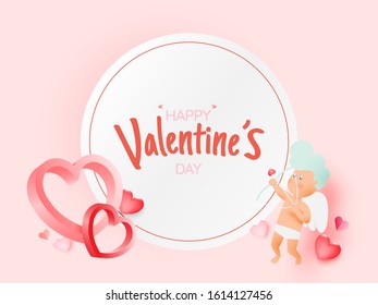 Copid falling in love with a lot of heart background and romantic pastel color vector illustration