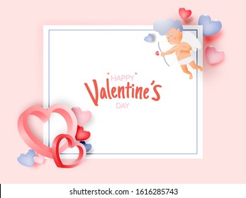 Copid falling in love with a lot of heart background and romantic pastel color vector illustration