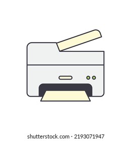 copier, fax, print, and scanner in a printer icon in color, isolated on white background 