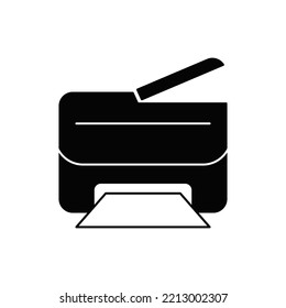 copier, fax, print, and scanner in a printer icon in black flat glyph, filled style isolated on white background