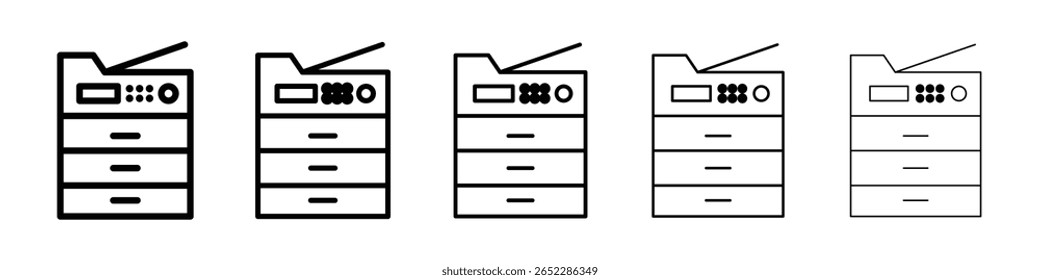 Icono de la copiadora llenó el concepto plano de la muestra para el Diseño web.