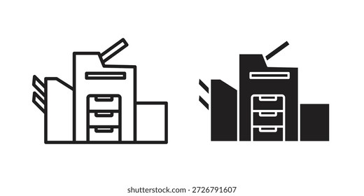 Conjunto de iconos de copiadora. paquete de elementos de Web de logotipo mínimo.