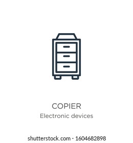 Copier icon. Thin linear copier outline icon isolated on white background from electronic devices collection. Line vector sign, symbol for web and mobile