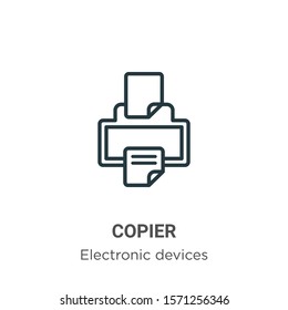 Copier outline vector icon. Thin line black copier icon, flat vector simple element illustration from editable electronic devices concept isolated on white background