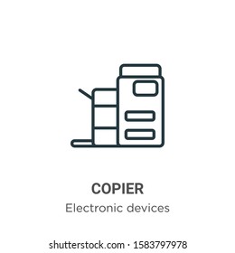 Copier outline vector icon. Thin line black copier icon, flat vector simple element illustration from editable electronic devices concept isolated on white background