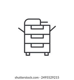 Copier outlined icon isolated on white background