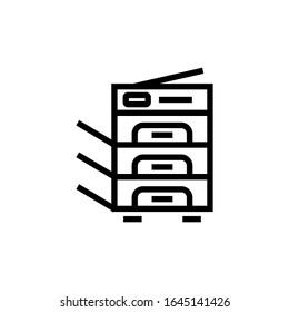 Copier vector icon in outline, linear style isolated on white background