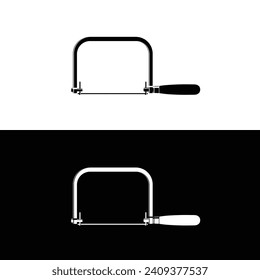 Coping saw silhouette vector. Work tool icon for web, tag, label, mechanical shop, garage, repair shop, workshop. Symbol for mechanical engineering, carpentry, mechanic, engineer, carpenter