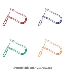 Coping Saw Vector Illustration. Hand Drawn Bow Saw Isolated On A White Background
