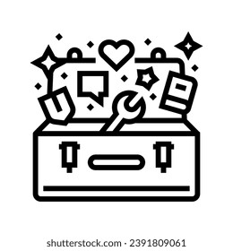 coping toolbox mental health line icon vector. coping toolbox mental health sign. isolated contour symbol black illustration