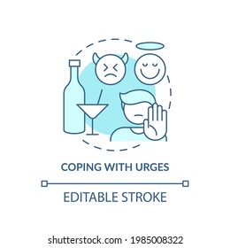 Coping with urges concept icon. Addiction recovery steps. Treatment of body addictions. Health curing abstract idea thin line illustration. Vector isolated outline color drawing. Editable stroke