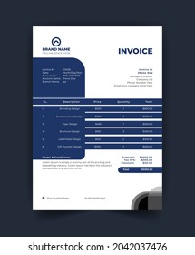 Corporate Invoice Design Template Personal Corporate Stock Vector ...