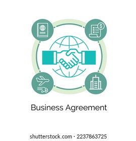 Coporate Company Business agreement concept vector icon illustration handshaking global