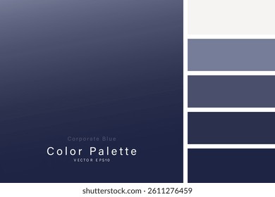 Coporate Dark blue and gray gradient background with color palette guide, vector design 