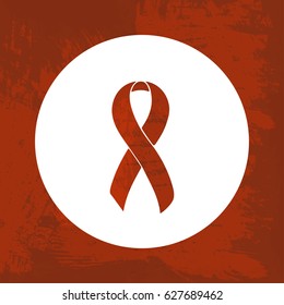 Copper Awareness Ribbon. Herpes Simplex Virus, HSV 1. Isolated icon. Watercolor painted background