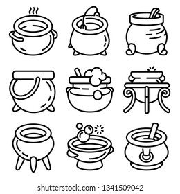 Copper boilers icons set. Outline set of copper boilers vector icons for web design isolated on white background