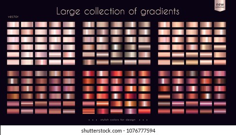 Copper bronze red gradients collection Set metallic gradient illustrations for coin  ribbons  cosmetics  lipstick  foundation  cups  backgrounds  frame  banner  card  cover  etc  Vector