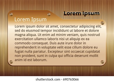 Copper brushed metal frame or border with rivets. Design element for banner, business card, invitation.