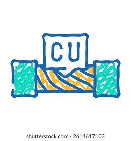 copper cable doodle icon sketch vector. copper cable sign. isolated symbol illustration