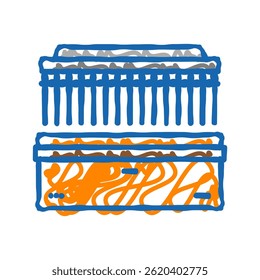 Los cátodos de cobre producen el Vector del bosquejo del icono del doodle. Los cátodos de cobre producen el signo