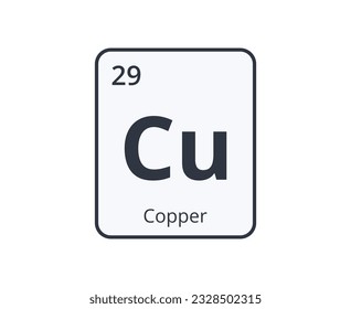 Copper Chemical Element Graphic for Science Designs.