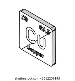 copper chemical element isometric icon vector. copper chemical element sign. isolated symbol illustration