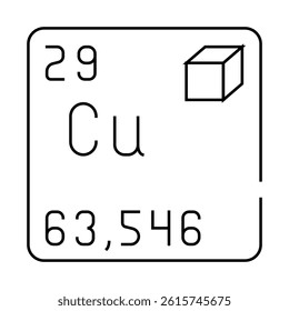 copper chemical element line icon vector. copper chemical element sign. isolated contour symbol black illustration